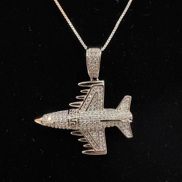 SOLD‼️Swarovski Crystal Airplane 925 Sterling Silver Necklace - Picture 9 of 11